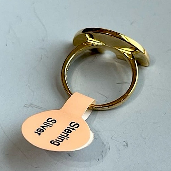 Boho Sterling Silver Gold Clad Rainbow Ring size 5 - Picture 5 of 8